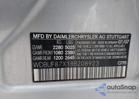 2008 Mercedes-Benz E 350 4Matic z USA, uszkodzony, nr VIN WDBUF87X18B208923